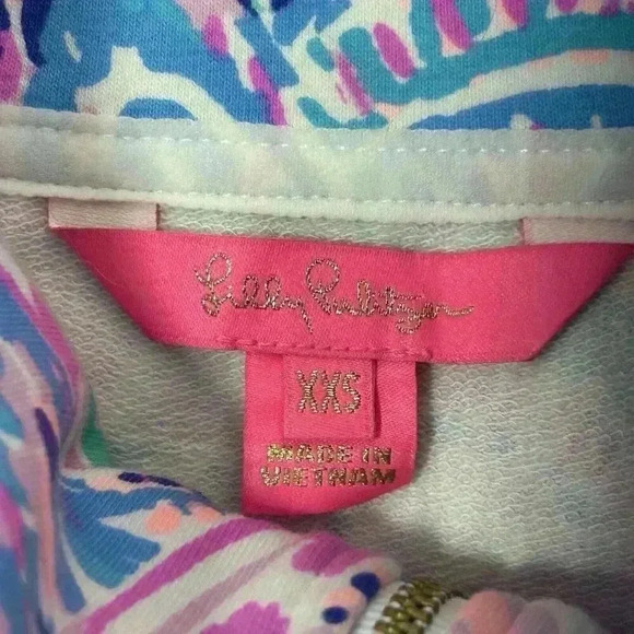 Lilly Pulitzer Jacket Womens XXS Leona Zip Up Happy As A Clam UPF 50+ Geometric - Picture 7 of 11